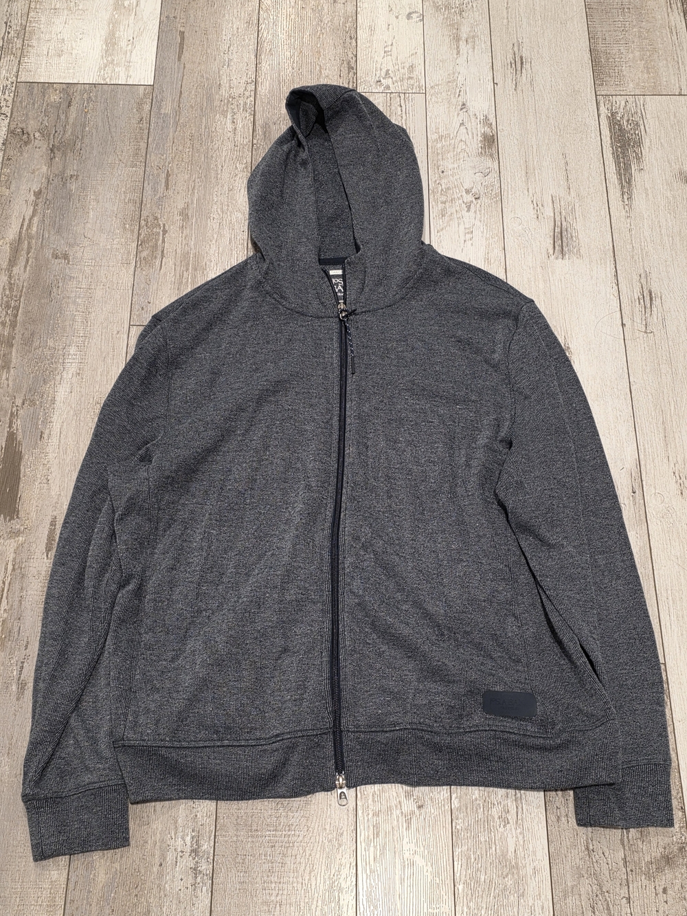 (L) Men's Jos. A. Bank Full Zip Traveler Men's Dark Gray Hooded Full-Zip Sweater